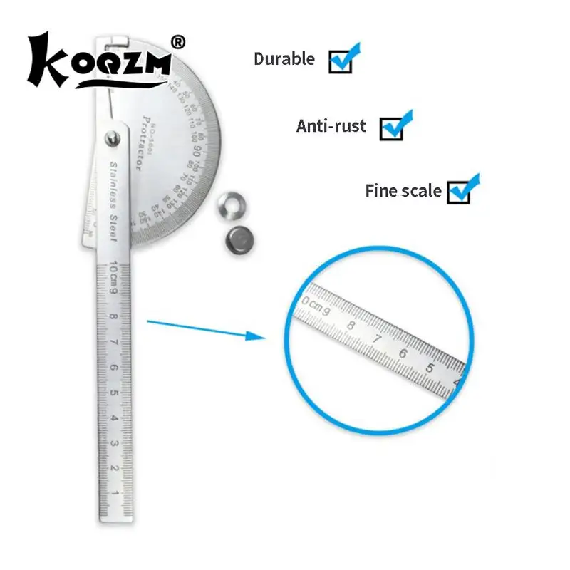 

1 шт. угловая линейка 180 градусов транспортир металлический угломер Гониометр из нержавеющей стали Деревообрабатывающие инструменты вращающаяся измерительная линейка