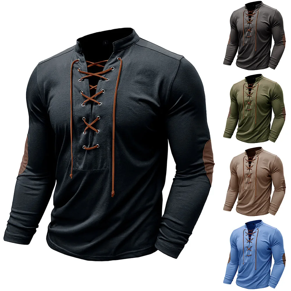 Mens Long Sleeve Lace Up Pullover T Shirt Casual V Neck Muscle Tops Blouse Muscle Activewear Tops Blouse
Mens Long Sleeve Lace Up Pullover T Shirt Casual V Neck Muscle Tops Blouse Muscle Activewear Tops Blouse