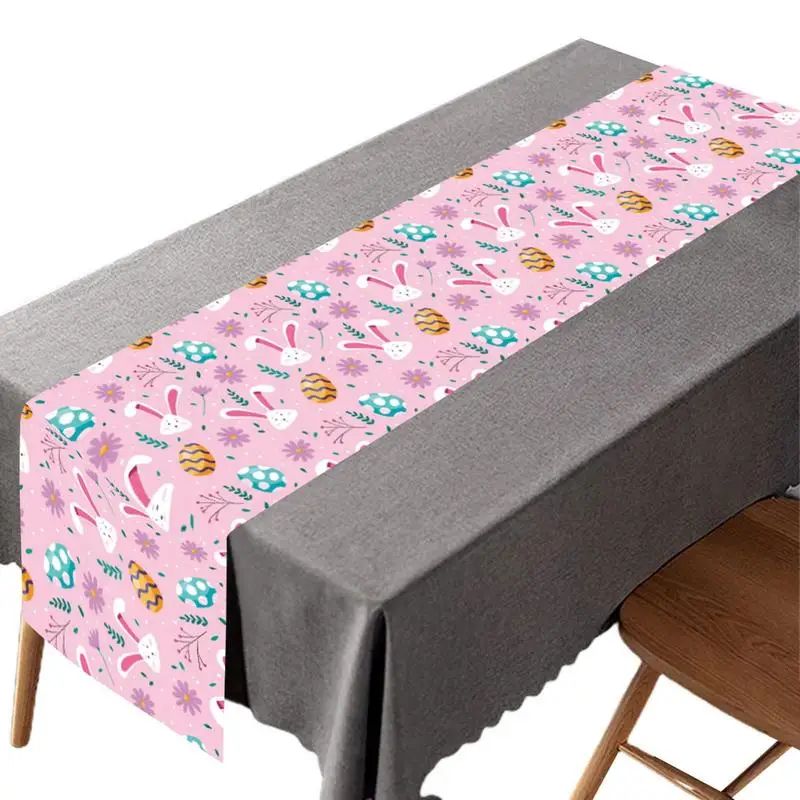 

Easter Bunny Tablecloth 71x14in Pink Bunny Egg Table Cover Spring Summer Anniversary Holiday Kitchen Dining Table Decoration For