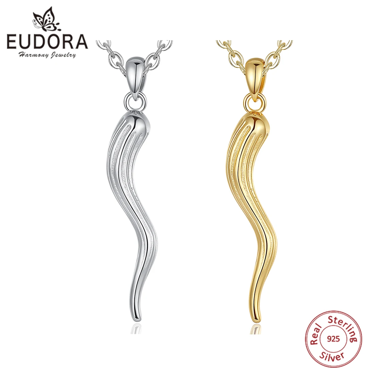 

Eudora, серебро 925 пробы, итальянский рожок, кулон для женщин и мужчин, удача, дружба, мечты, амулет, ожерелье, индивидуальное ювелирное изделие