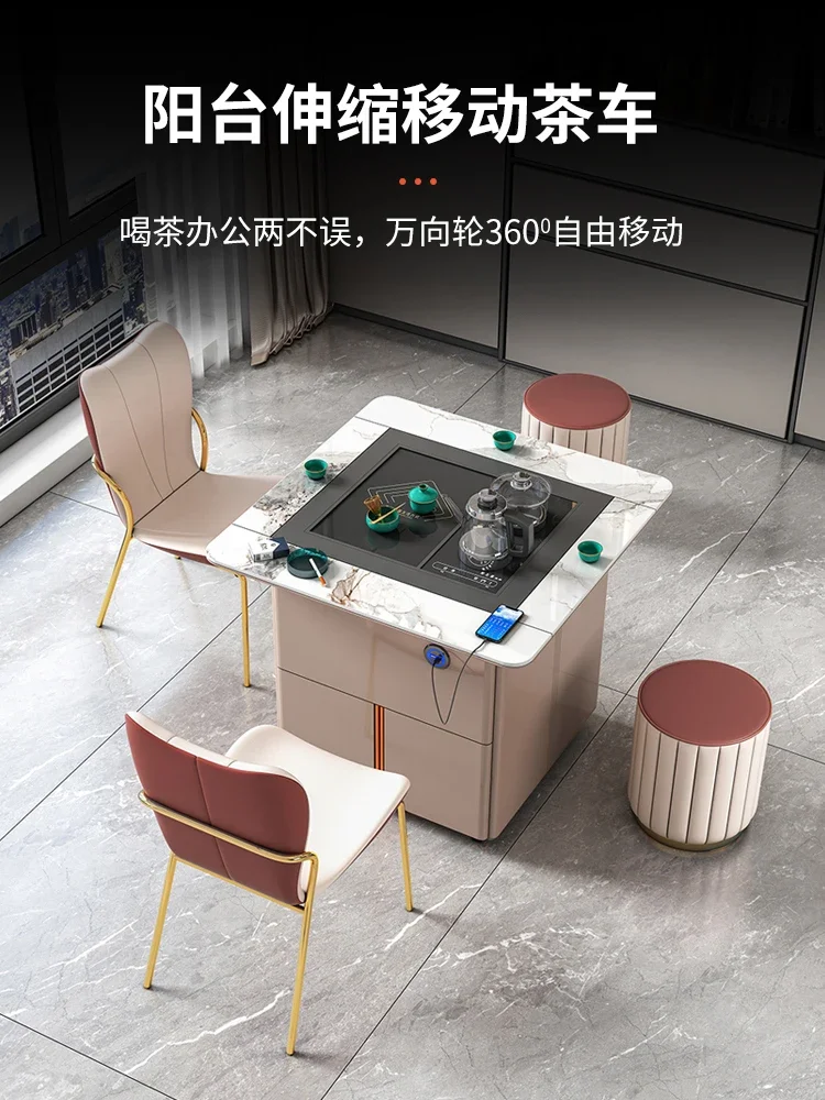 

Rock plate lifting tea table and coffee table integrated tea balcony tea table and chair combination