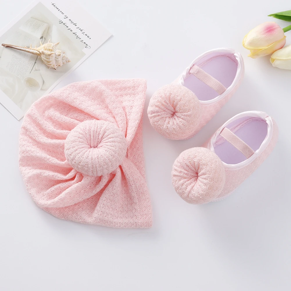 

Baby Shoes First Walkers Soft Sole Non-Slip Crib Walking Shoes For Girls Newborn Princess Wedding Shoes With Cute Hat 0-12M
