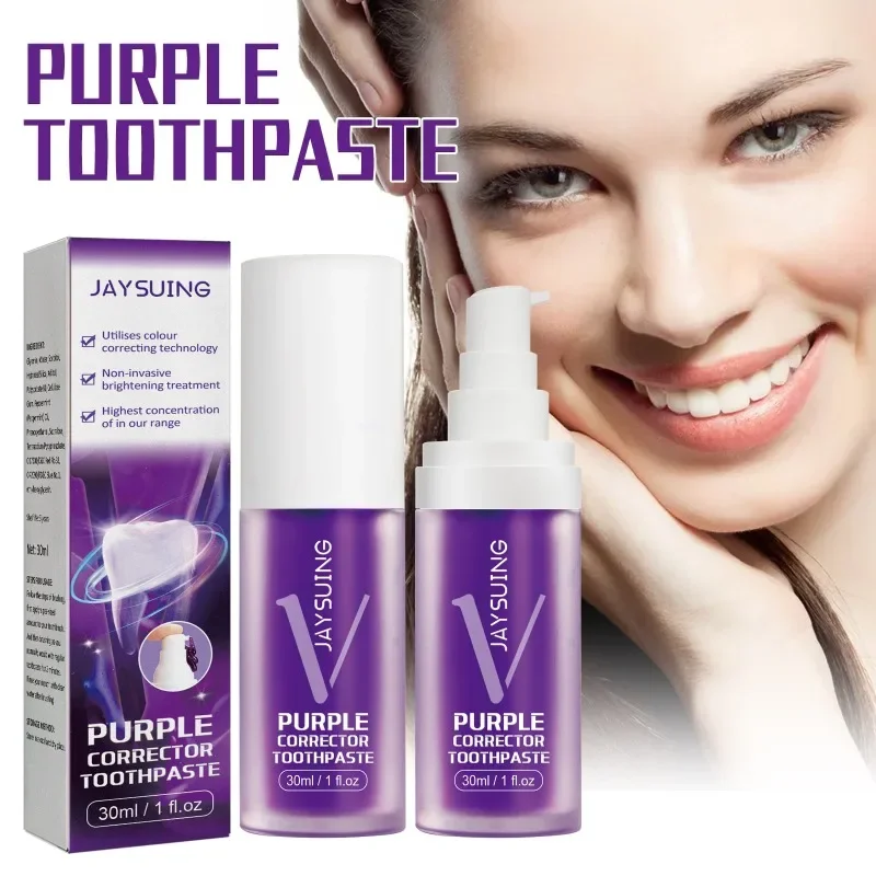 

Purple Toothpaste Colour Corrector Teeth For Teeth Whitening Brightening Reduce Yellowing Cleaning Tooth Care fresh Breath 30ml