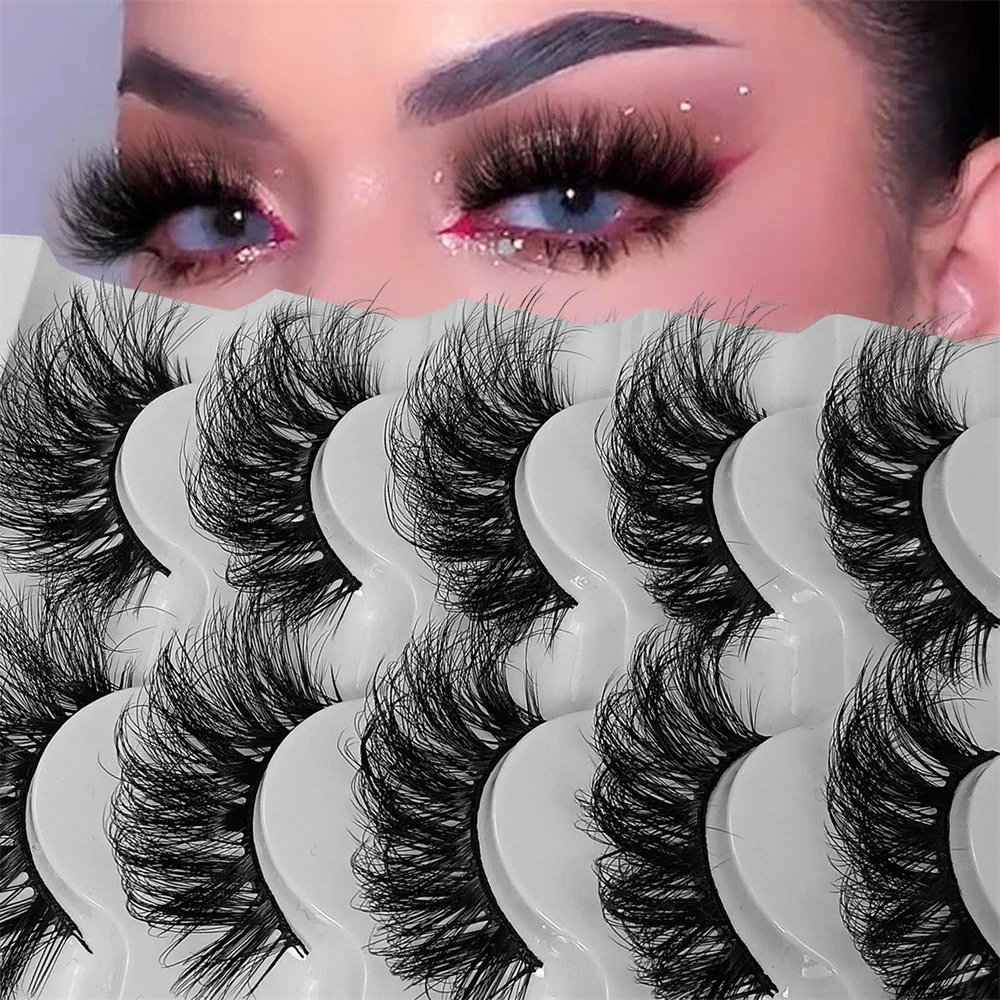 

5 Pairs Fluffy False Eyelashes Thick Long Faux Mink Eyelashes Long Lasting Dramatic Volume Messy lashes Extension