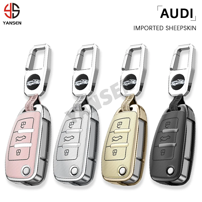 

ABS Car Flip Key Case Cover For Audi A1 A3 A4 8P 8L 8V A5 B6 B7 A6 A7 C5 C6 Q3 Q5 Q7 4F S3 S4 S6 RS3 TT Shell Fob Accessories