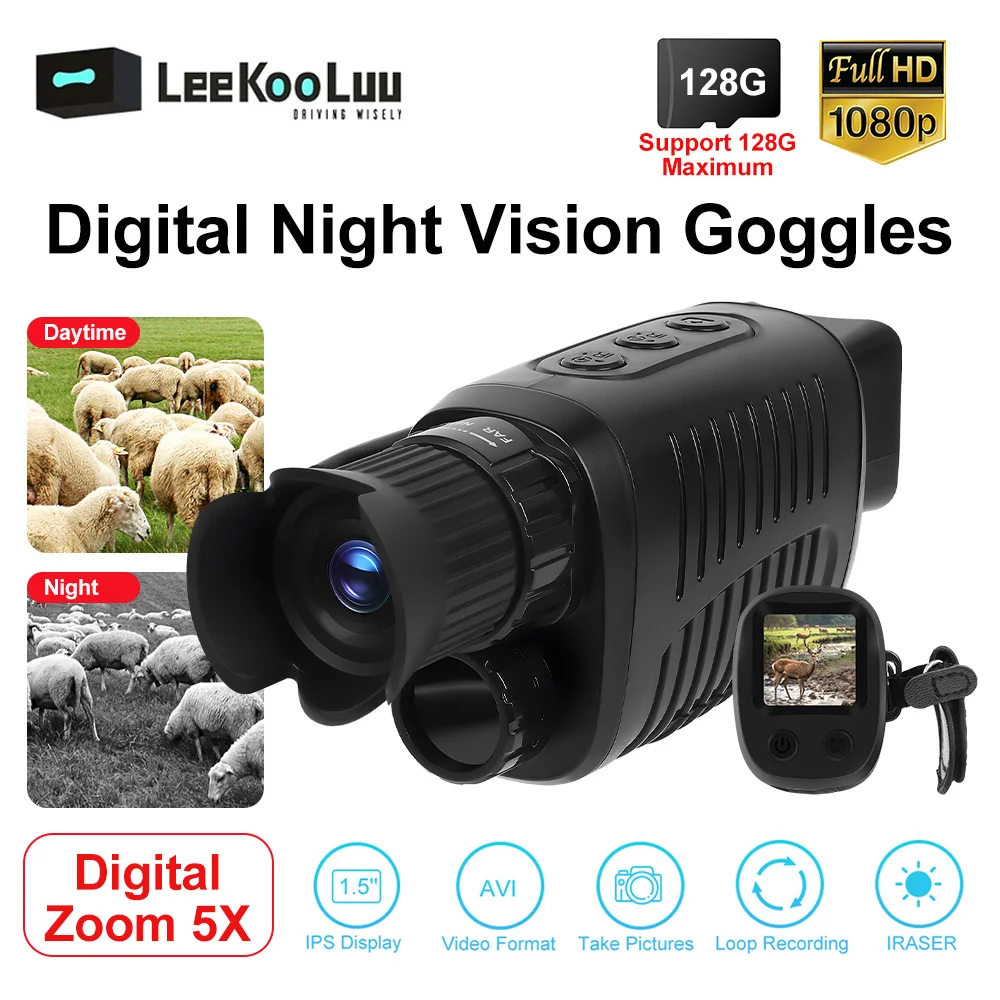 Leekooluu портативное монокулярное устройство ночного видения 1080P цифровые инфракрасные очки ночного видения 150-200 м полное темное расстояние просмотра