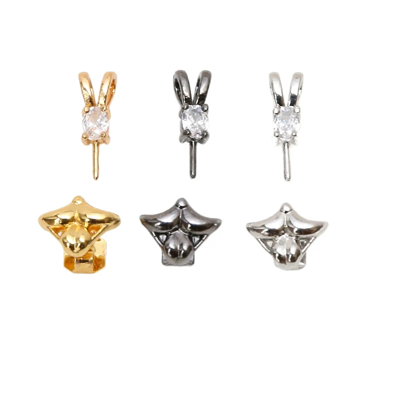 

Copper plated real gold inlaid zircon rabbit ears and lips DIY hand jewelry earrings baroque pearl accessories materials