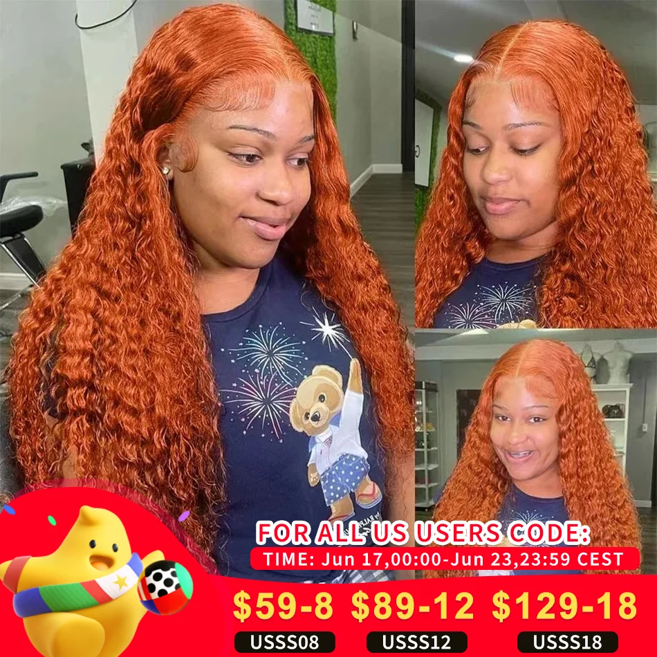 30 Inch Ginger Orange Color 13x6 Full Lace Front Wigs Water Curly Human Hair Wigs 13x4 HD Transparent Deep Wave Lace Frontal Wig
30 Inch Ginger Orange Color 13x6 Full Lace Front Wigs Water Curly Human Hair Wigs 13x4 HD Transparent Deep Wave Lace Frontal Wig