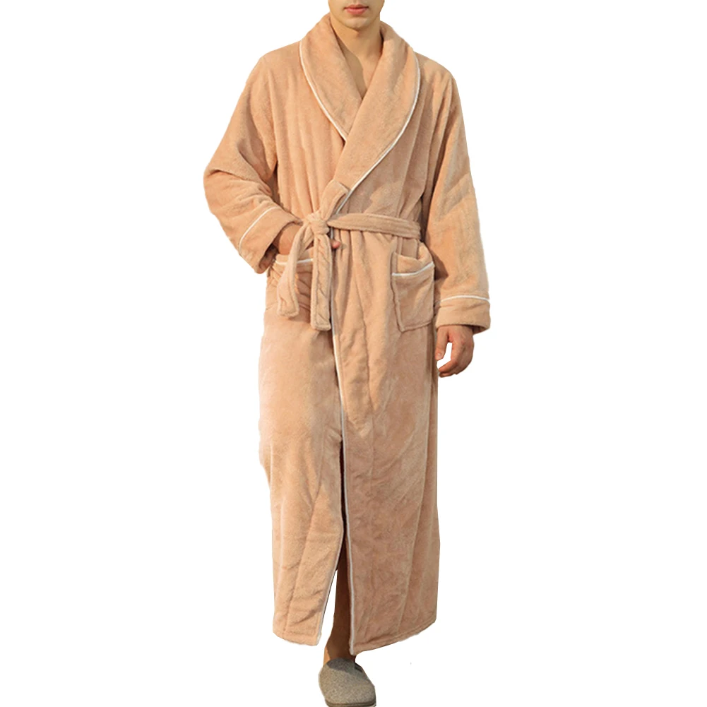 Autumn Men's Bathrobe Gown With Belt Winter Warm Flannel Sleepwear Pocket Lapel Collar Robe Long Nightgown Men Clothing
Autumn Men's Bathrobe Gown With Belt Winter Warm Flannel Sleepwear Pocket Lapel Collar Robe Long Nightgown Men Clothing