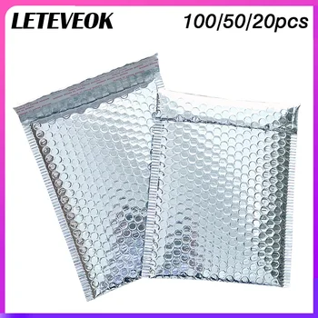 100/50/20Pcs Aluminized Silver Bubble Mailer Bubble Padded Mailing Envelopes Mailer Poly for Packaging Self Seal Shipping Bags