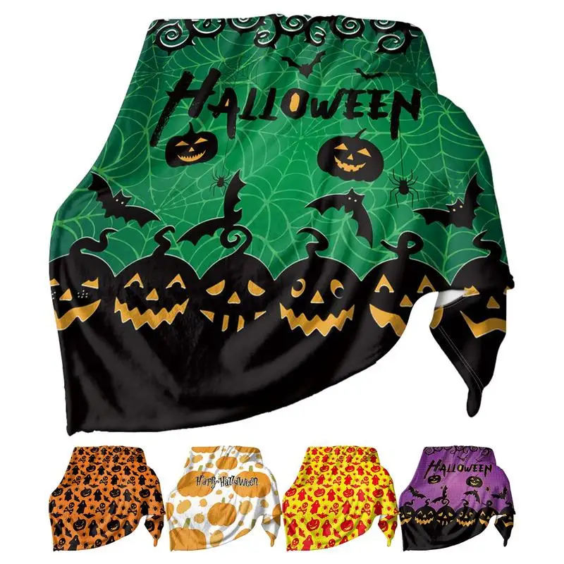 

Фланелевое Флисовое одеяло на Хэллоуин, мягкое теплое пушистое плюшевое одеяло, черные летучие мыши и тыквы с принтом на кровати, кресле, спальне