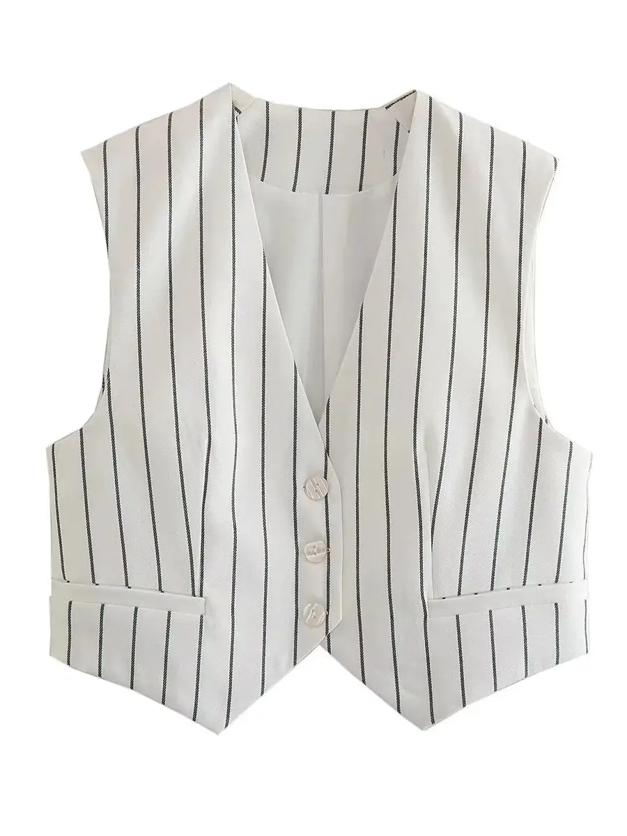 MYDR 2023 NEW Summer Women Striped Button Pockets Decoration V-Neck Casual Vintage Streewear Outerwear
MYDR 2023 NEW Summer Women Striped Button Pockets Decoration V-Neck Casual Vintage Streewear Outerwear