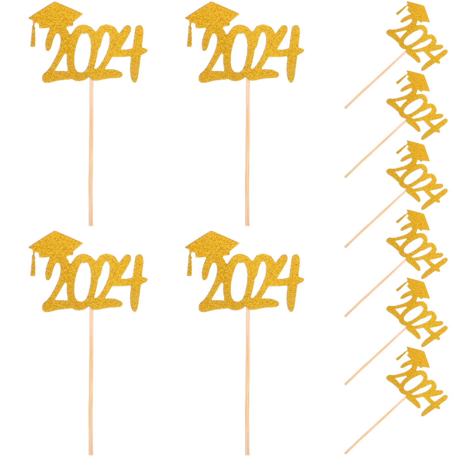 

10 Pcs Graduation Dessert Toppers Class Of 2024 Cake Decors Advanced Party Decoration Cupcake Wood Picks