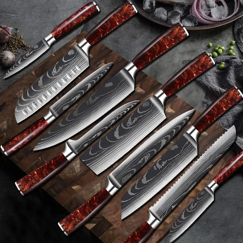 Chef knife Kitchen Knives Set Laser Damascus Pattern Sharp Japanese 7CR17 440C Boning Knife Santoku Knife Cleaver Slicing Knife
Chef knife Kitchen Knives Set Laser Damascus Pattern Sharp Japanese 7CR17 440C Boning Knife Santoku Knife Cleaver Slicing Knife