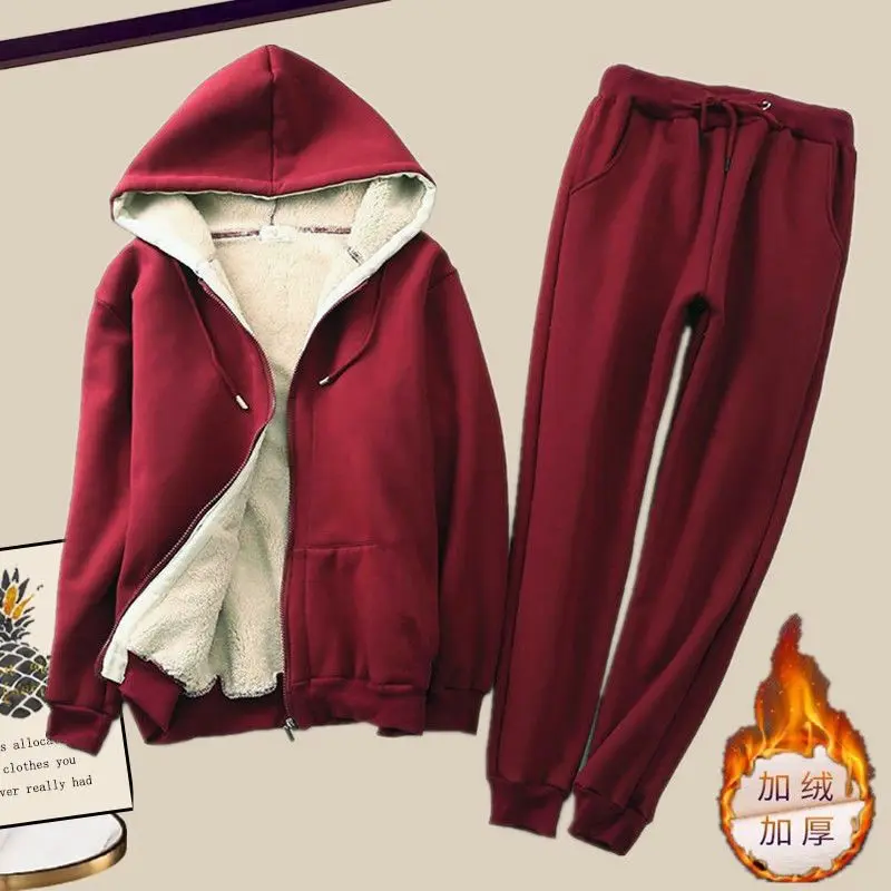 Women's Sports 2-Piece Set 2023 New Zipper Solid Coat Women's Autumn and Winter Korean Edition Thickened Long Sleeve Hooded Set
Women's Sports 2-Piece Set 2023 New Zipper Solid Coat Women's Autumn and Winter Korean Edition Thickened Long Sleeve Hooded Set
