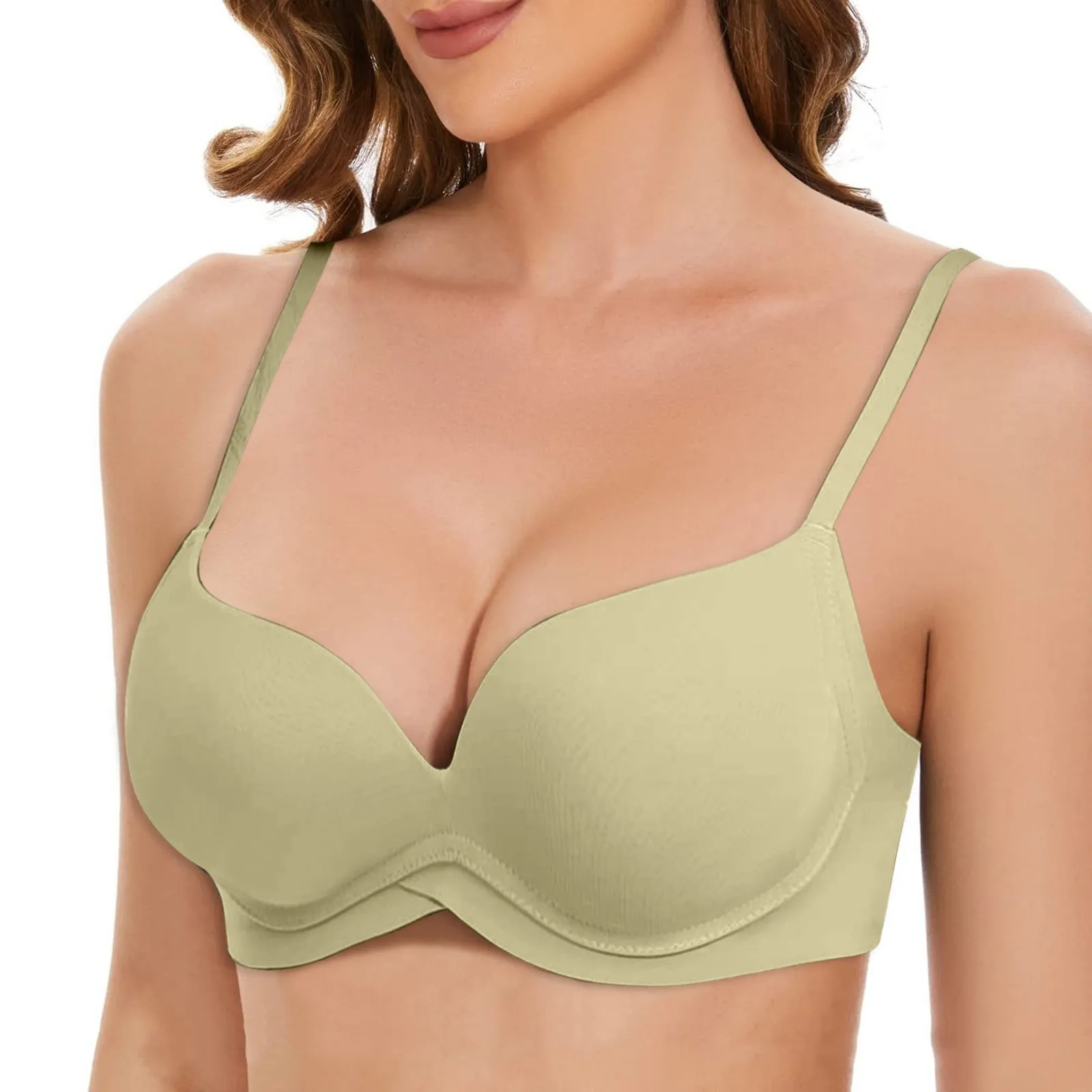 

Women's T Shirt Bra With Push Up Padded Bralette Bra Without Underwire Seamless Comfortable Soft Cup Vest Bra Solid Brassiere