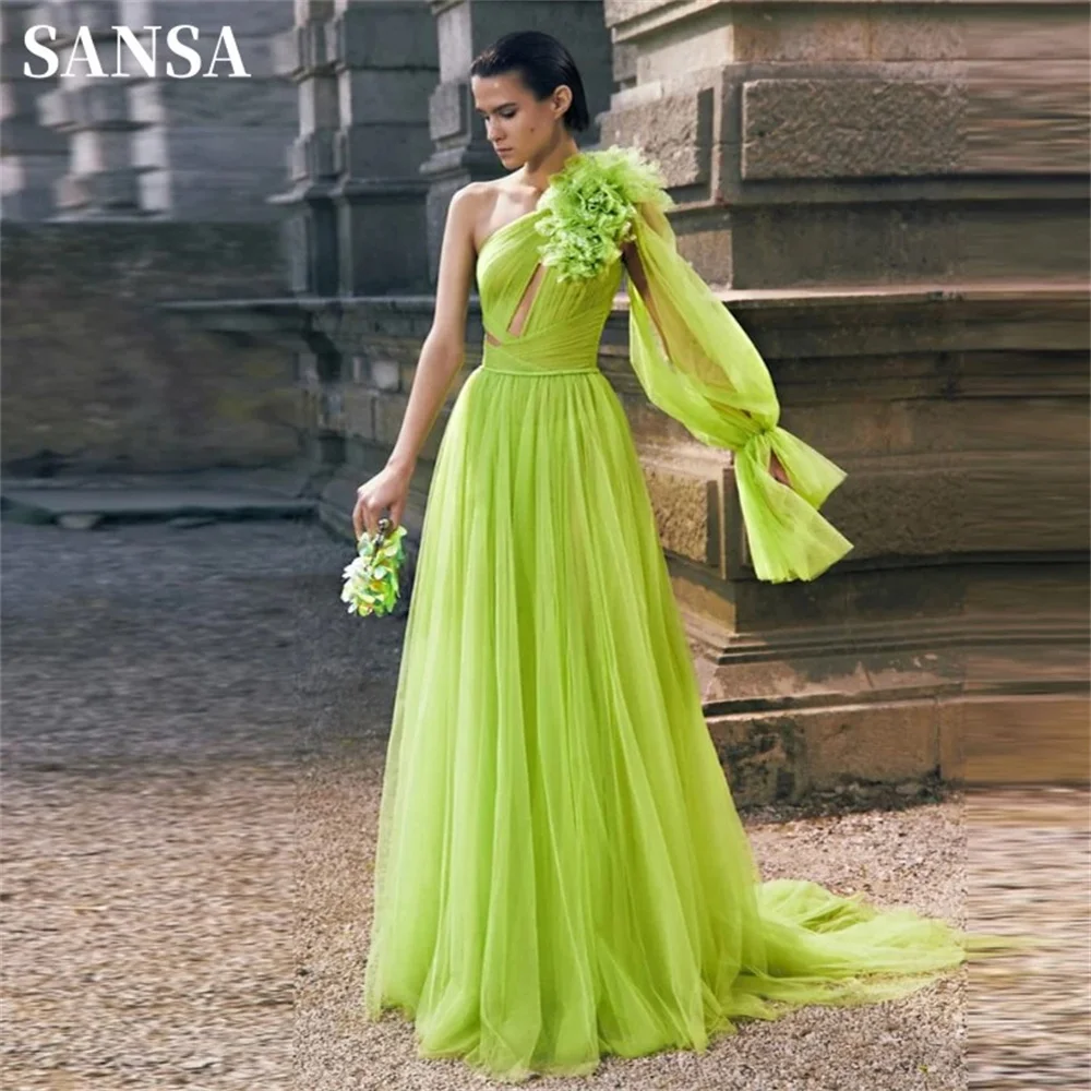 Sansa Luxury Grass Green Prom Dress Sexy One Shoulder A-line Vestidos De Noche Sexy Open Back Chiffon فساتين سهره فاخره 2023
Sansa Luxury Grass Green Prom Dress Sexy One Shoulder A-line Vestidos De Noche Sexy Open Back Chiffon فساتين سهره فاخره 2023
