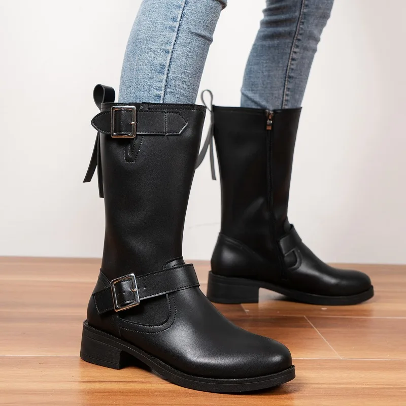 

Botas Mujer Invierno 2023 High Quality Black Matte Women's Knee-High Boots Winter Warm Platform Boots Large Size 43 Women Shoes