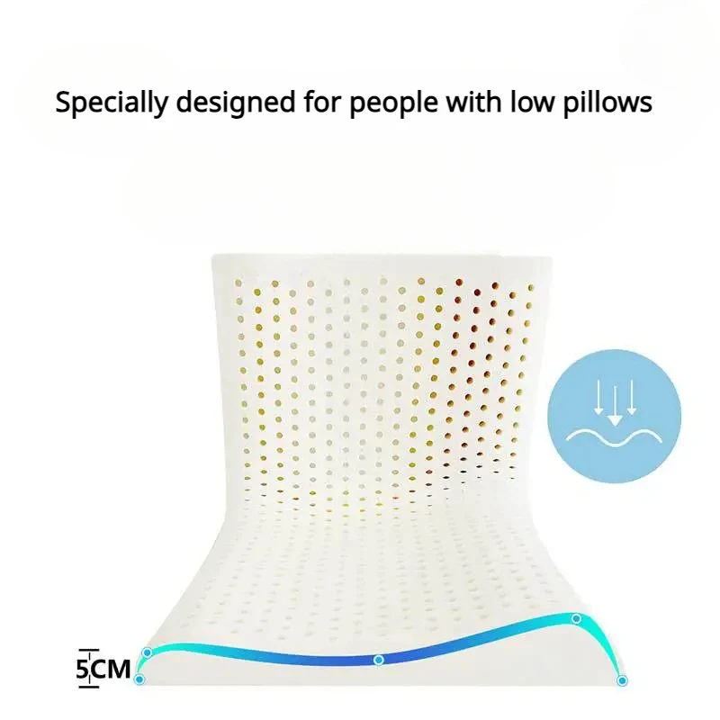 

2024 Natural latex thin soft sleeping wave pillow to help sleep adults ultra-thin long low pillow to protect the cervical spine