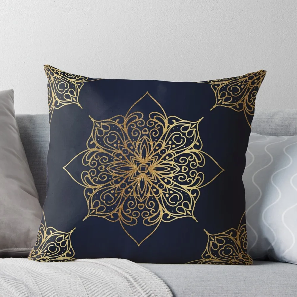 

Navy & Gold Damask Pattern Throw Pillow Sofa Cushion Pillowcases Bed Cushions