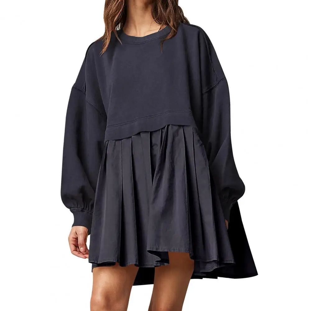 Autumn Women Dress Elegant Patchwork Fake Two-piece Pleated Ruffle Color Big Swing Loose Long Sleeve Mini Dress vestido feminino
Autumn Women Dress Elegant Patchwork Fake Two-piece Pleated Ruffle Color Big Swing Loose Long Sleeve Mini Dress vestido feminino