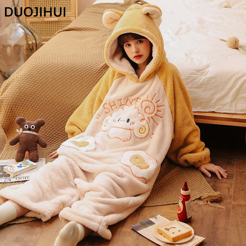 DUOJIHUI Soft Hooded Winter Flannel Thick Warm Onesie Women Female Cute Long Sleeve Fashion Print Loose Simple Sleepwear Onesies
DUOJIHUI Soft Hooded Winter Flannel Thick Warm Onesie Women Female Cute Long Sleeve Fashion Print Loose Simple Sleepwear Onesies