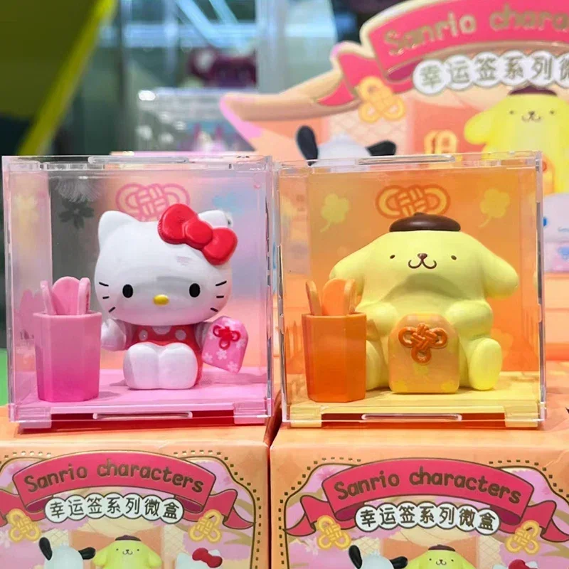 

Miniso Sanrio счастливый знак серии глухая коробка Kuromi My Melody Cinnamoroll помпон пурин полакко сюрприз Фигурки игрушки подарки