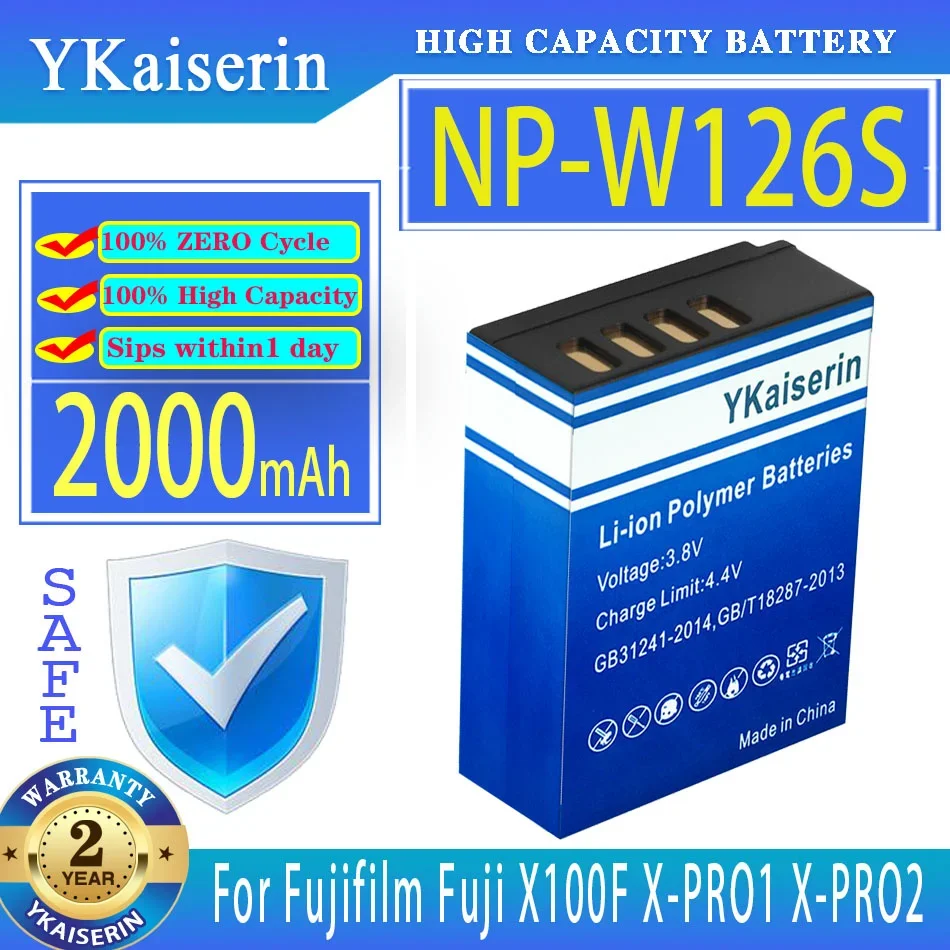 

YKaiserin Battery NP-W126S NP-W126 2000mAh For Fujifilm Fuji X100F X-PRO1 X-PRO2 X-A1 X-A2 X-A3 X-A10 X-E1 X-E2 X-E2S X-E3 X-M1