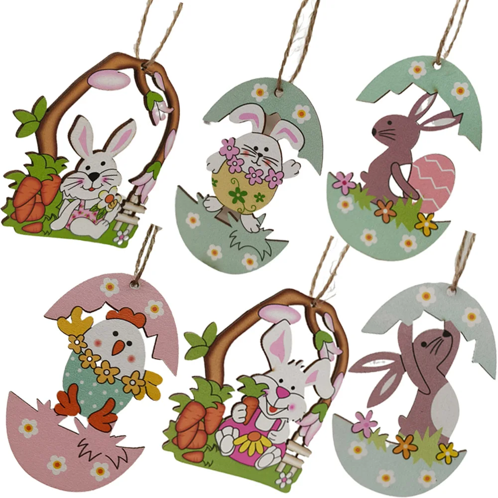 6Pcs Easter Wooden Hanging Classic Bunny Spring Tree with Rope Crafts Ornaments Vintage Easter Egg Cutouts Decoration
6Pcs Easter Wooden Hanging Classic Bunny Spring Tree with Rope Crafts Ornaments Vintage Easter Egg Cutouts Decoration