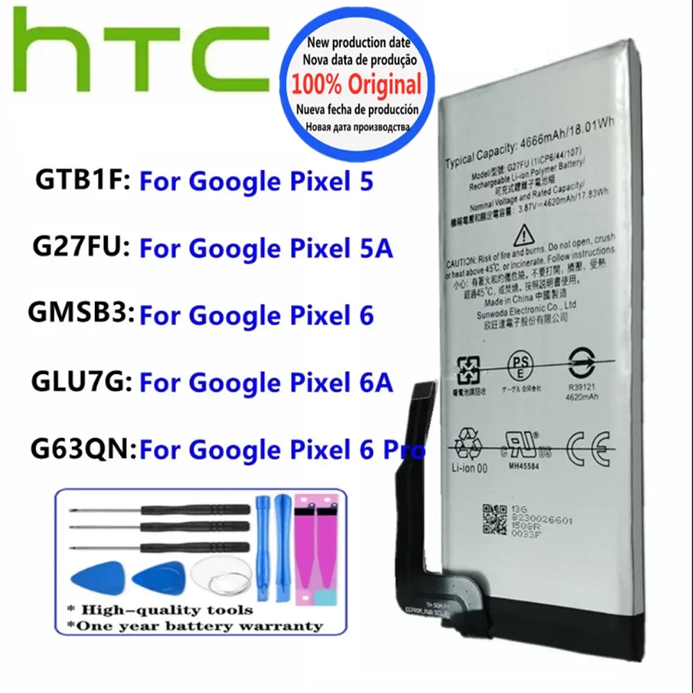 

Аккумулятор для HTC Google Pixel 5 6 5A 6A Pro Pixel5 Pixel6 6Pro Pixel5A GTB1F G27FU GMSB3 G63QN GLU7G