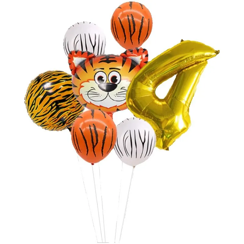 7pcs Hot Sale Animal Party Balloon Latex Tiger Aluminum Film Digital Balloon Decoration Children's Toy
7pcs Hot Sale Animal Party Balloon Latex Tiger Aluminum Film Digital Balloon Decoration Children's Toy
