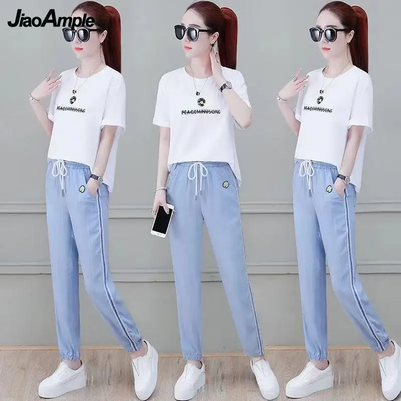 Women's Summer T-Shirt Top Pants Two Piece 2022 New Small Daisy Short Sleeve BlouseTrousers Set Korean Fashion Sportwear Suit
Women's Summer T-Shirt Top Pants Two Piece 2022 New Small Daisy Short Sleeve BlouseTrousers Set Korean Fashion Sportwear Suit