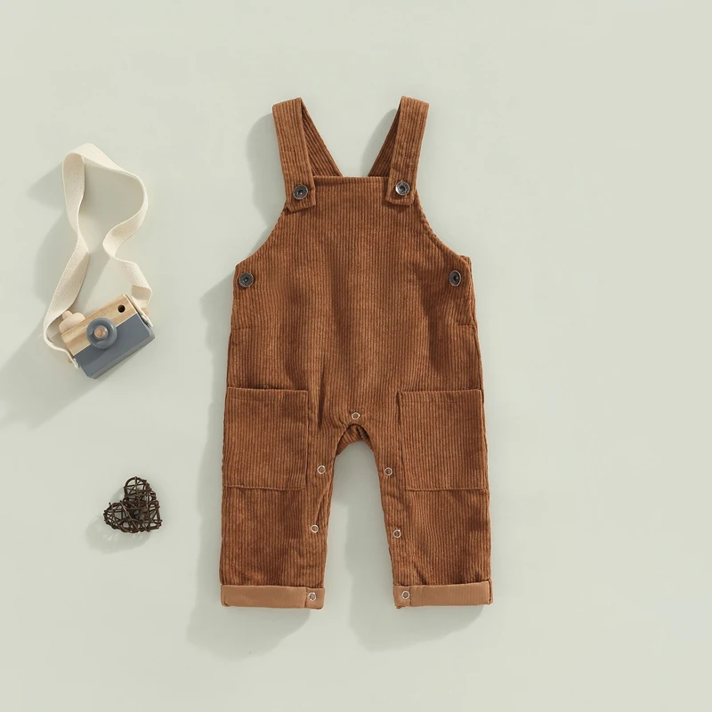 

Toddler Baby Boy Girl Overall Clothes Corduroy Suspender Romper Solid Color Sleeveless Bib Overall Fall Winter Outfit