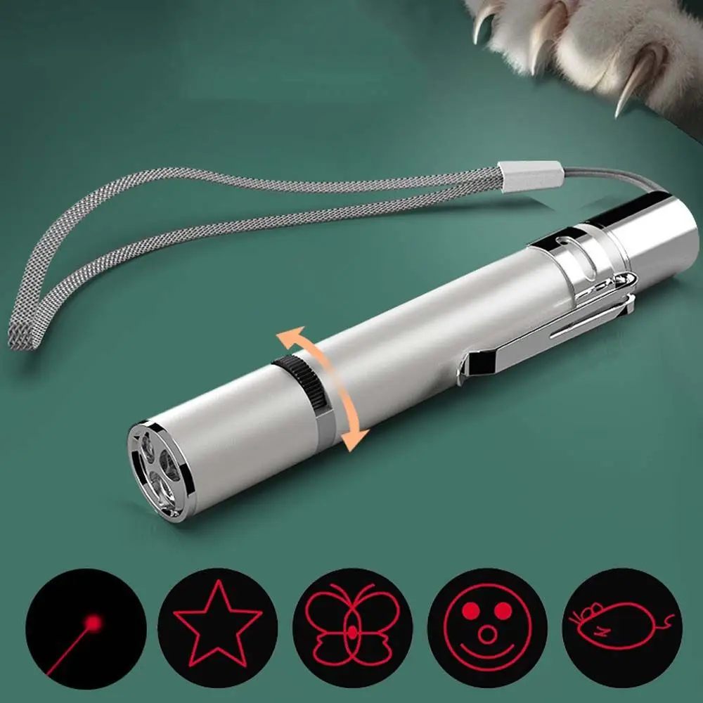 

Playing Outdoor Pet Supplies USB Charging Flashlight LED Lazer Projection Laser Cat Toys Cat laser pointer Interactive Toy