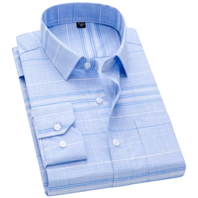 Loose Mens Printed Dress Shirts Long Sleeve Regular Fit Button Down Plaid Shirt Soft Tops Blue Checkered Shirt
Loose Mens Printed Dress Shirts Long Sleeve Regular Fit Button Down Plaid Shirt Soft Tops Blue Checkered Shirt