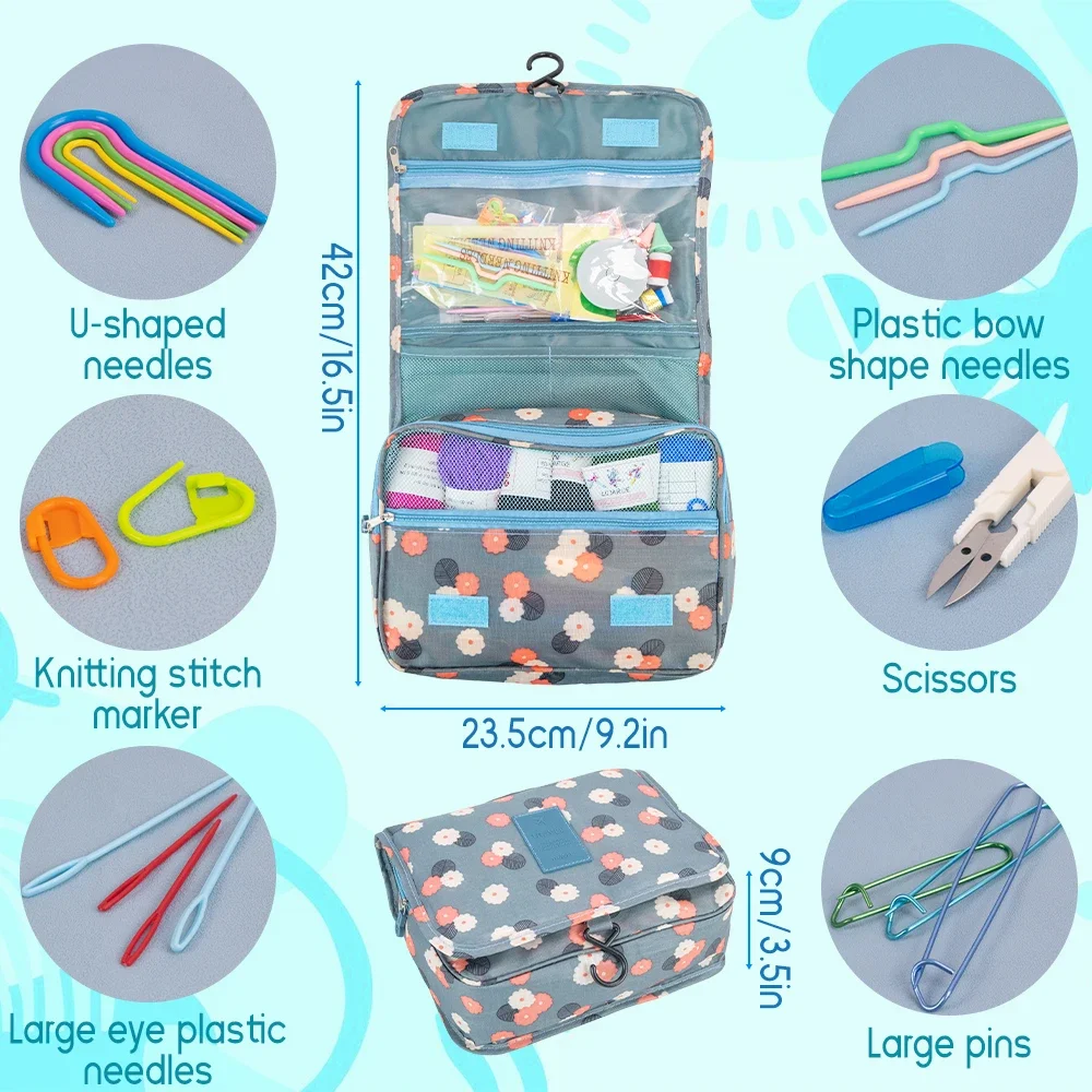 Professional Knitting Crochet Hook Set Ergonomic Handle with Large Eye Blunt Needles Stitch Markers Storage Bag DIY Knitting Kit Professional Knitting Crochet Hook Set Ergonomic Handle with Large Eye Blunt Needles Stitch Markers Storage Bag DIY Knitting Kit