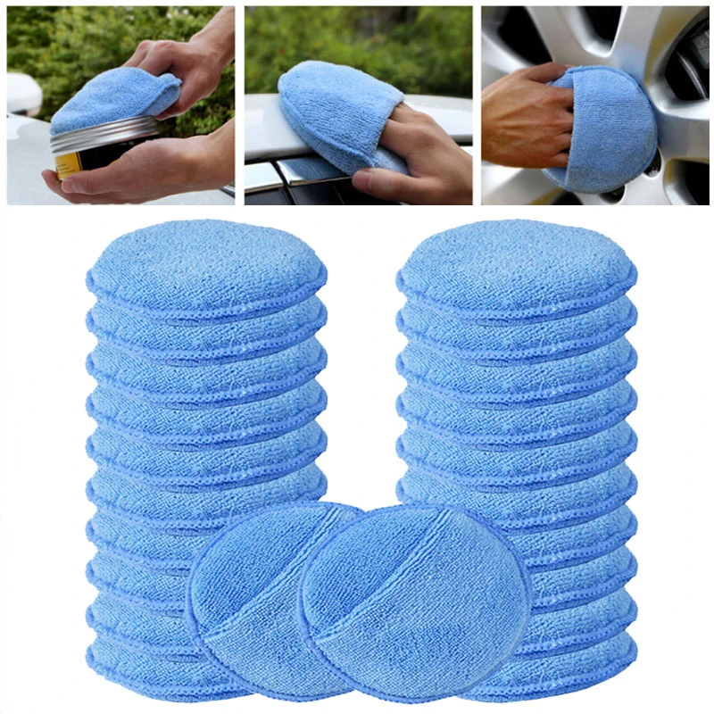 

Microfiber Wax ApplicatorPad Combination 5" Diameter Ultra Soft with Finger Pocket Polish Car Wax Apply Buff Pads Car Cleaning