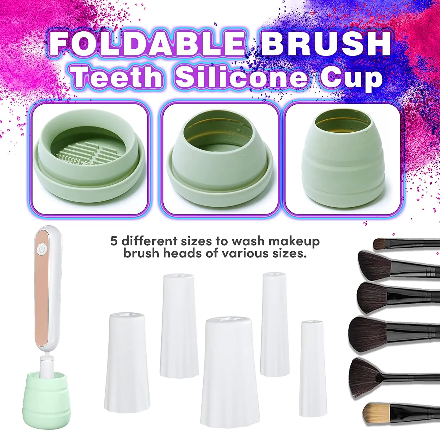 Portable Electric USB Cosmetic Brush Cleaner Dryer with Foldable Silicone Cup Makeup Brush Cleaner for All Size Makeup Brushes
Portable Electric USB Cosmetic Brush Cleaner Dryer with Foldable Silicone Cup Makeup Brush Cleaner for All Size Makeup Brushes