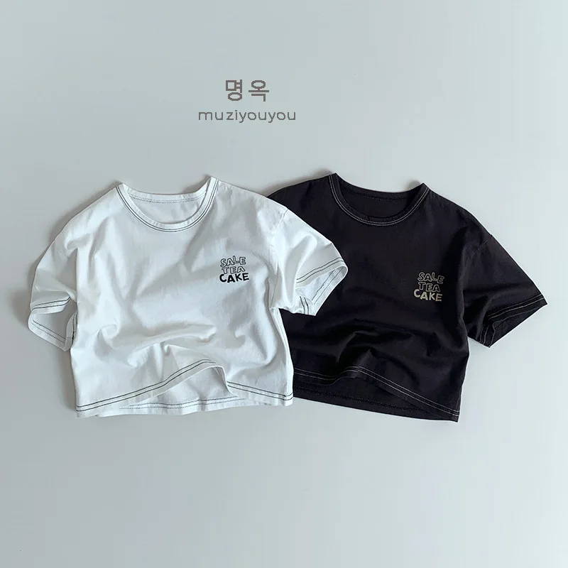 2025 Summer New Children Short Sleeve T Shirts Fashion Girl Letter Print T Shirts Kids Boys Casual Tops Baby Tee Infant Clothes 1 Sdddaaeb1ead14f01b597ade3fa3b27dek