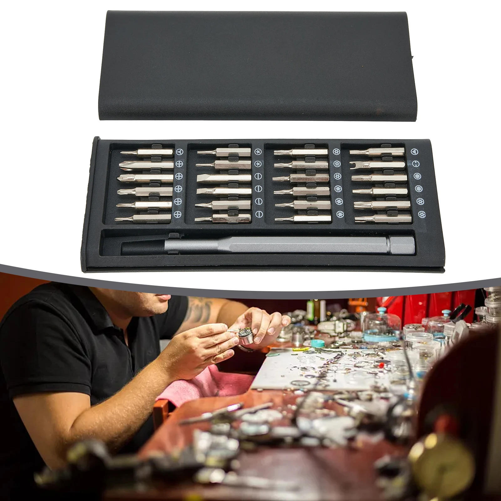 Professional Magnetic Screwdriver Set, 25 Bits for Precision Electronics Repair, PC Maintenance, and Eyeglass Fixes
Professional Magnetic Screwdriver Set, 25 Bits for Precision Electronics Repair, PC Maintenance, and Eyeglass Fixes