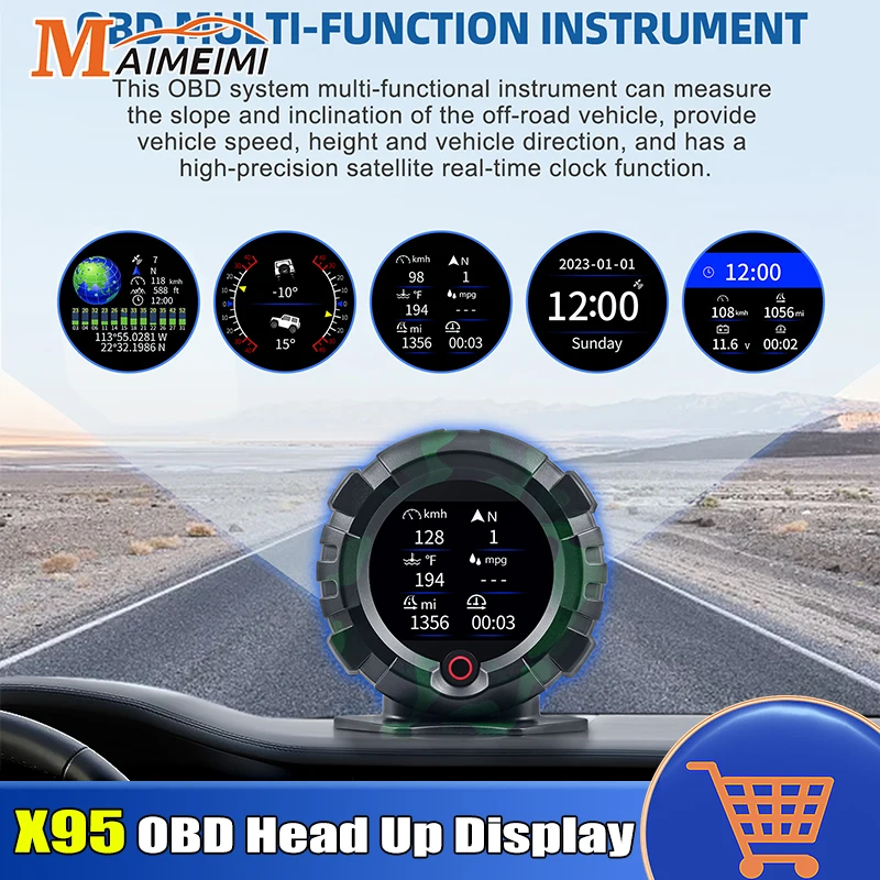 

Новинка GPS Автомобильный дисплей X95 OBD для HUD горизонтальный Наклонный измеритель наклона Инклинометр Спидометр компас Наклонный угол высоты широта