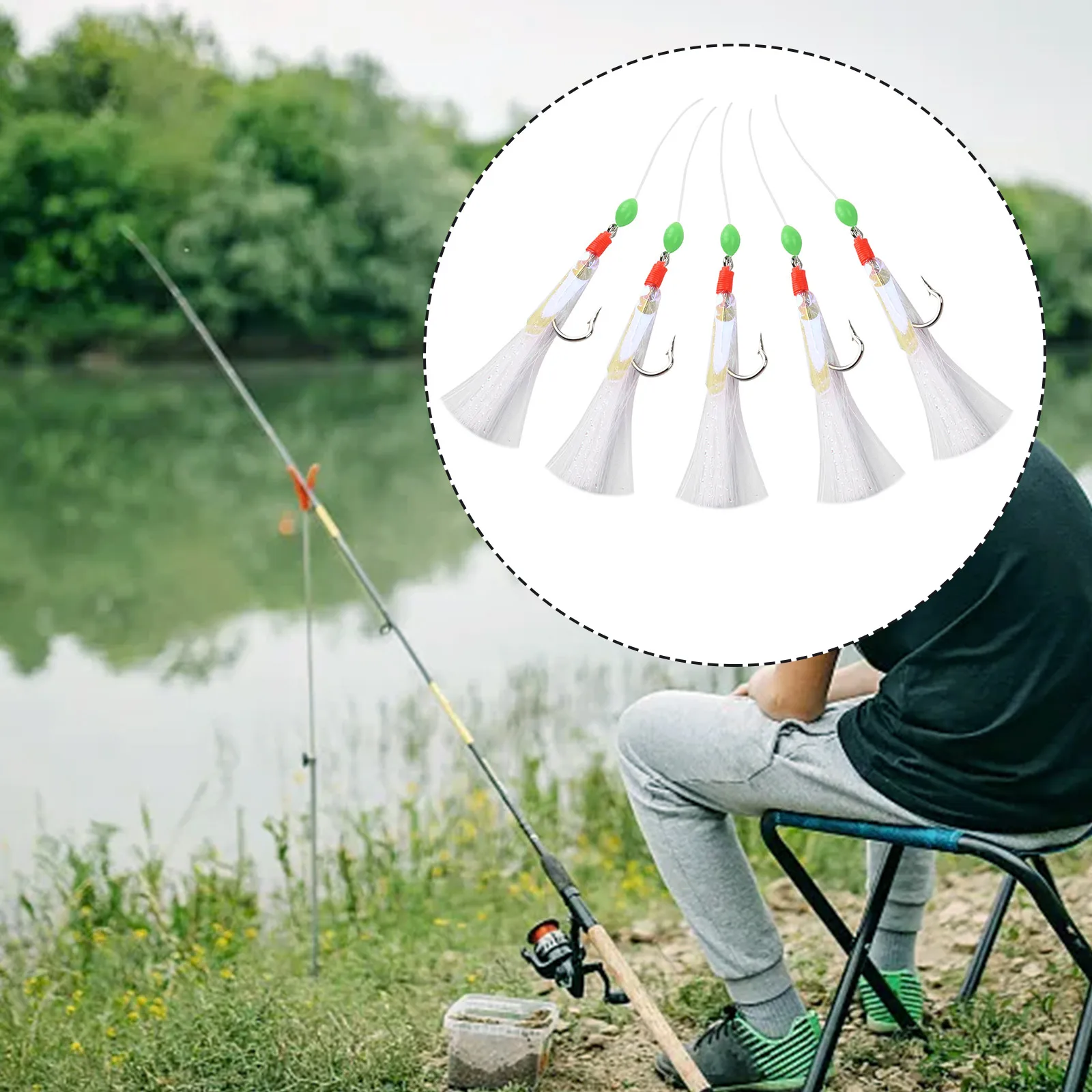 5 Pieces Of Fishing Accessories Luya Silver Leather String Hooks Bionic Fish Skin Shrimp Skin Crystal Fish Hook
5 Pieces Of Fishing Accessories Luya Silver Leather String Hooks Bionic Fish Skin Shrimp Skin Crystal Fish Hook