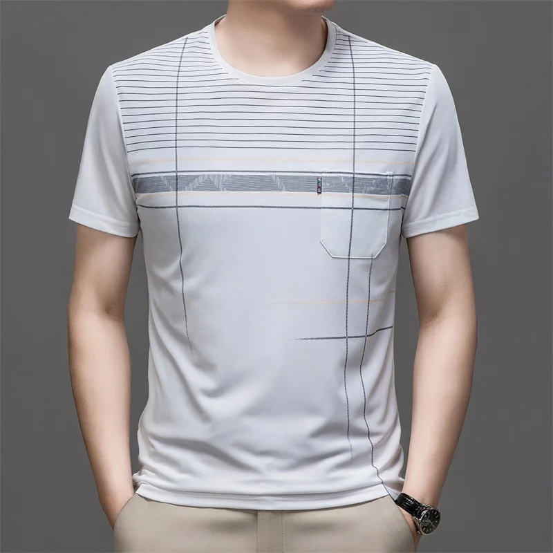 2024 summer new business fashion casual striped short-sleeved men's t-shirt tops breathable
2024 summer new business fashion casual striped short-sleeved men's t-shirt tops breathable