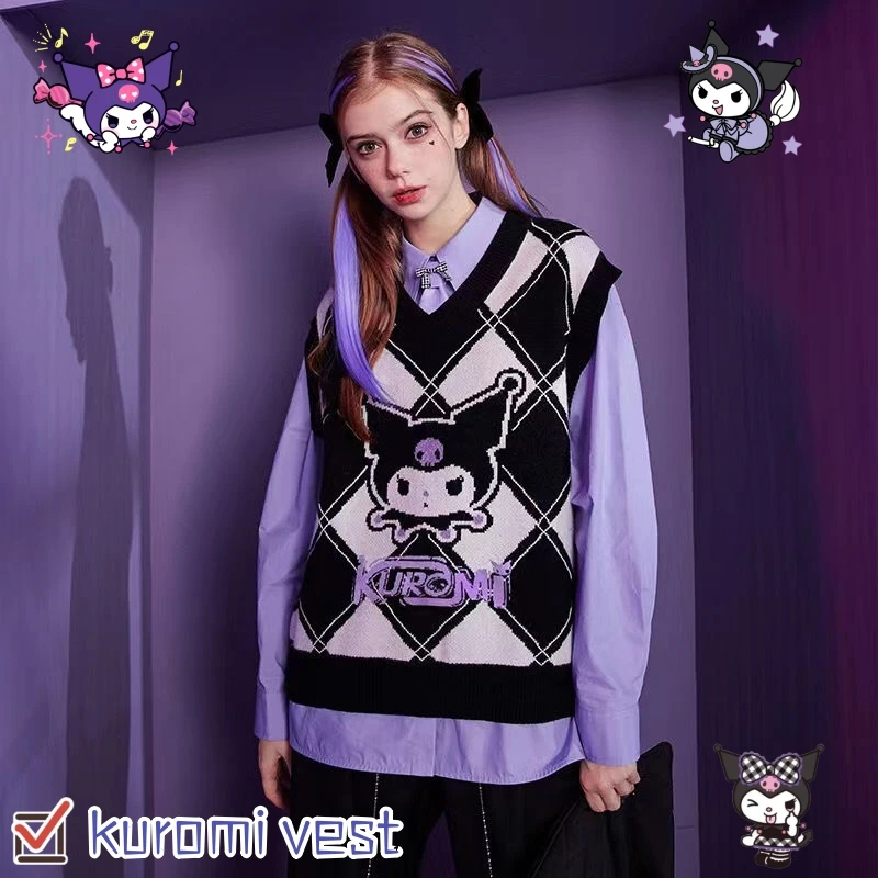 Hello Kitty Kuromi Anime V Neck Diamond Check Knitted Vest Kawaii Autumn Winter Loose Sweater Vest Cartoon Girls Birthday Gifts
Hello Kitty Kuromi Anime V Neck Diamond Check Knitted Vest Kawaii Autumn Winter Loose Sweater Vest Cartoon Girls Birthday Gifts