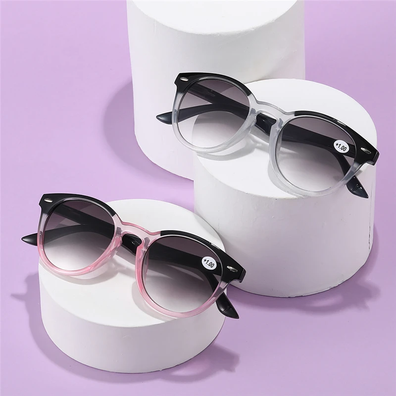 

Солнцезащитные очки для чтения MOODEW-для женщин с пружинными шарнирами, круглые оправы, солнцезащитные очки + 1,0 + 1,5 + 2,0 + 2,5 + 3,0 + 3.5, розовый, серый, желтый