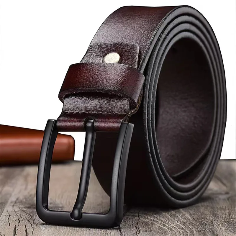 

125CM Whole Cow Genuine Leather Luxury Strap Male Belts For Men Fashion Classice Vintage Pin Buckle Leather Jeans Men Belt