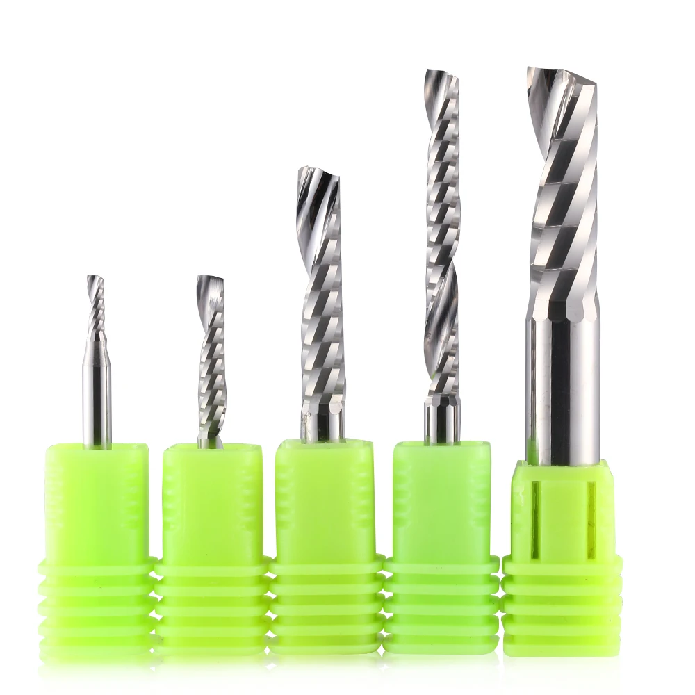 

20Pcs 3A TOP 3.175/4/5/6/8mm One Flute Spiral Cutter 1F CNC End Mill Carbide router bit For Acrylic PVC MDF Wood Milling Cutter