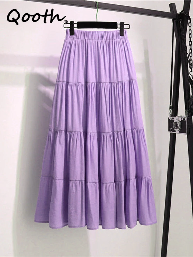 Qooth Summer Women Solid Color A-Line Skirt Casual Midi Length Cake Skirt With Big Swing QT1807
Qooth Summer Women Solid Color A-Line Skirt Casual Midi Length Cake Skirt With Big Swing QT1807