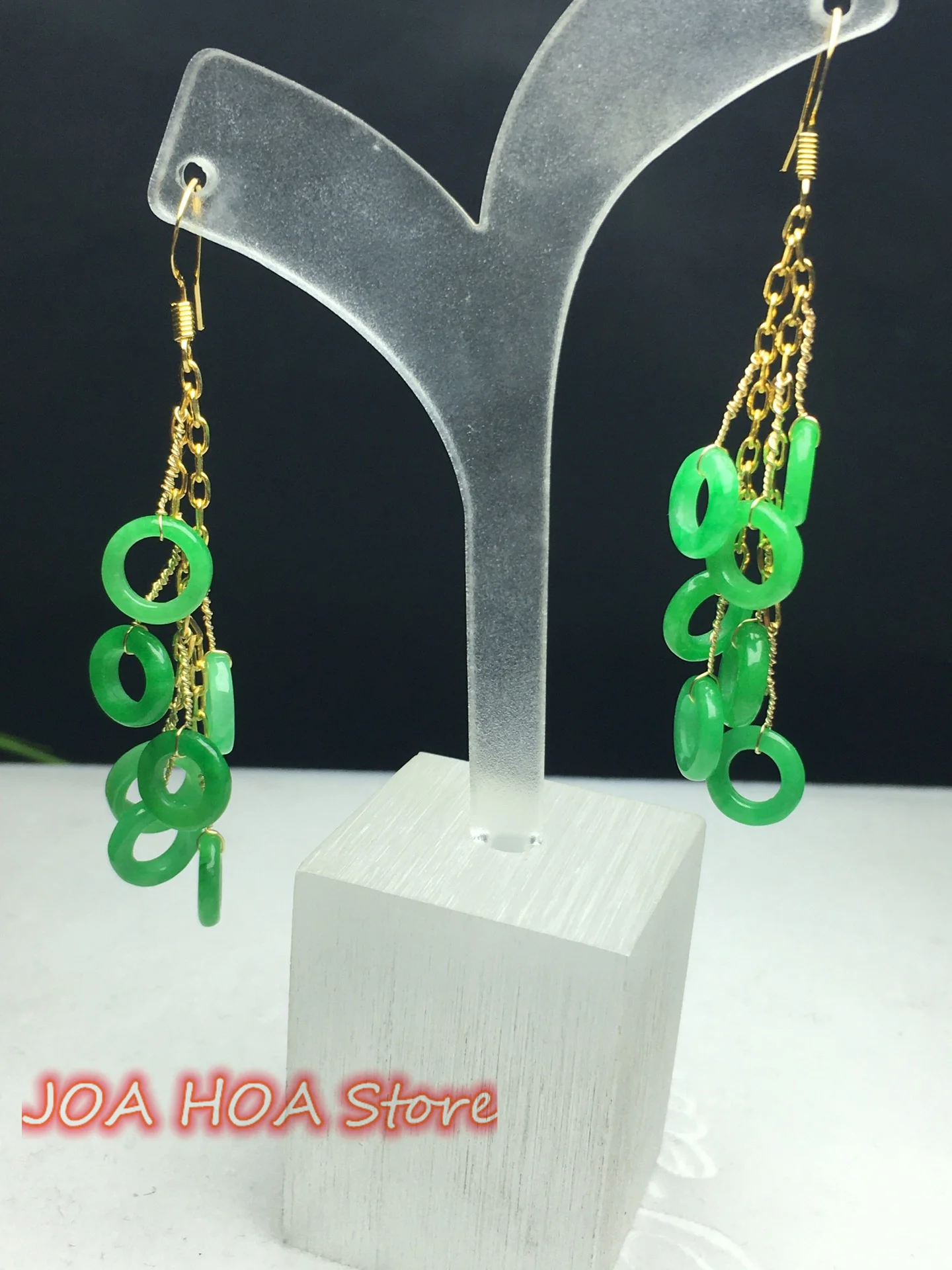 

DlY Hand-made 925 Silver Gold Plated Earrings Stylish Noble Dangler Natural Jadeite Green Rare Jade Eardrop Fine Jewelry