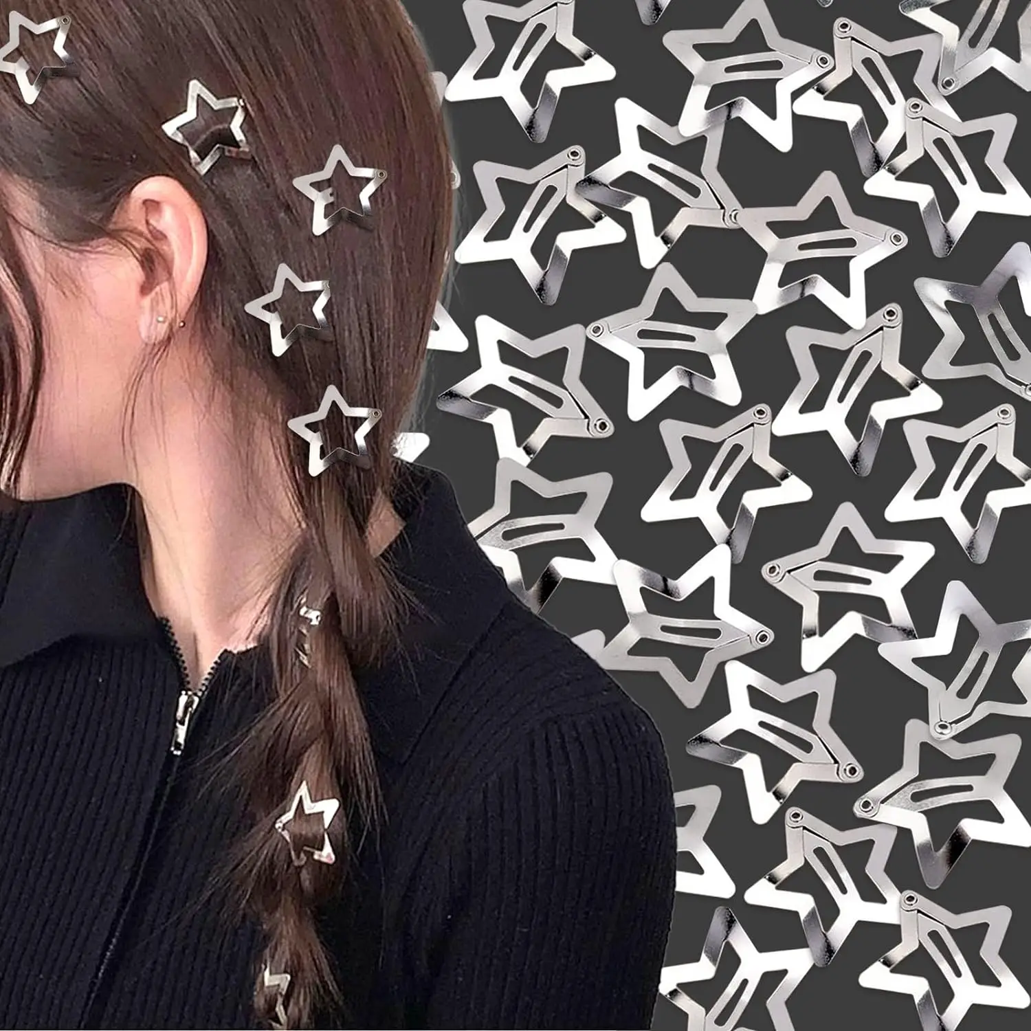 2/50pcs Silver Star Hair Clips for Girl Y2k Filigree Star Metal Snap Clip Hairpins Barrettes Hair jewelry Nickle Free Lead Free
2/50pcs Silver Star Hair Clips for Girl Y2k Filigree Star Metal Snap Clip Hairpins Barrettes Hair jewelry Nickle Free Lead Free
